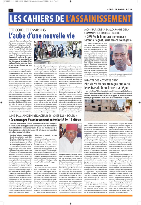 ONAS : Les cahiers de l'Assainissement ( publireportage) ONAS : Les cahiers de l'Assainissement ( publireportage)