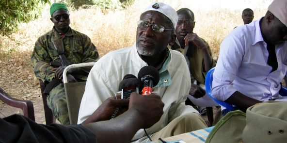 Salif Sadio, l’un des chefs du MFDC, a accepté de négocier avec le gouvernement sous l’égide de Sant’Egidio (ici en janvier 2018). © ALLEN YERO EMBALO/AFP