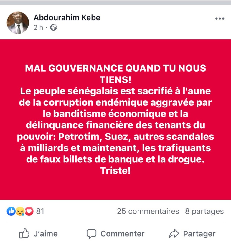 Affaire Bougazelli : Le colonel Kébé dénonce le « banditisme économique des tenants du pouvoir »