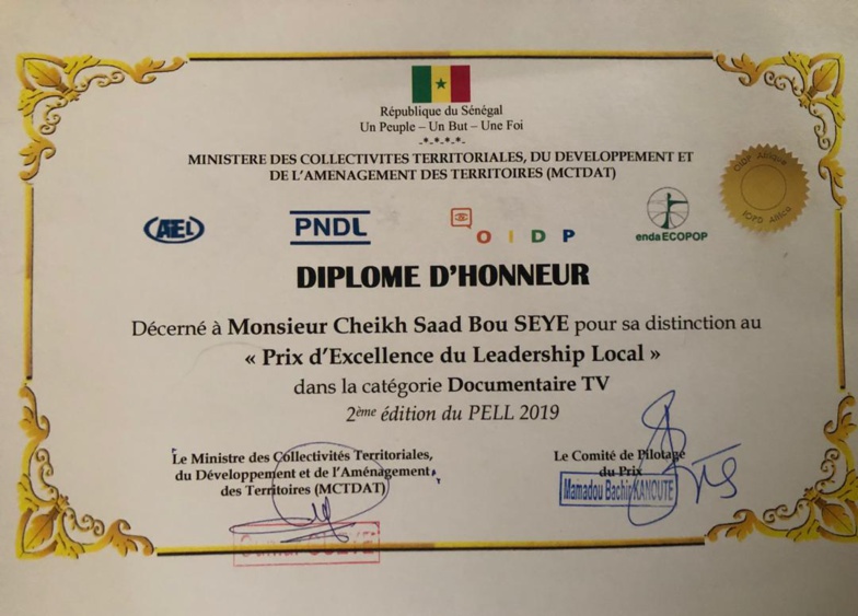 Documentaire TV : NDARINFO remporte le Prix d’excellence du Leadership Local Documentaire TV : NDARINFO remporte le Prix d’excellence du Leadership Local
