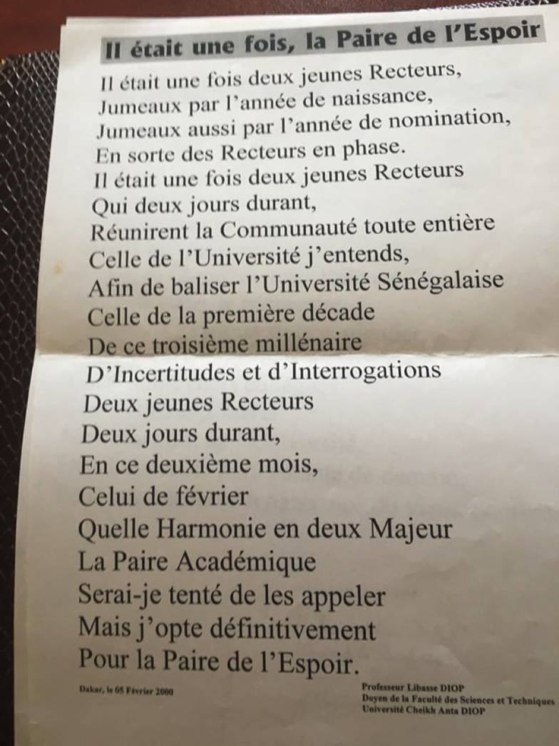 HOMMAGE AU Pr MOUSTAPHA SOURANG : Le savant et le politique : Abou Niane, tu permets ! Par Malamine DIOUF HOMMAGE AU Pr MOUSTAPHA SOURANG : Le savant et le politique : Abou Niane, tu permets ! Par Malamine DIOUF