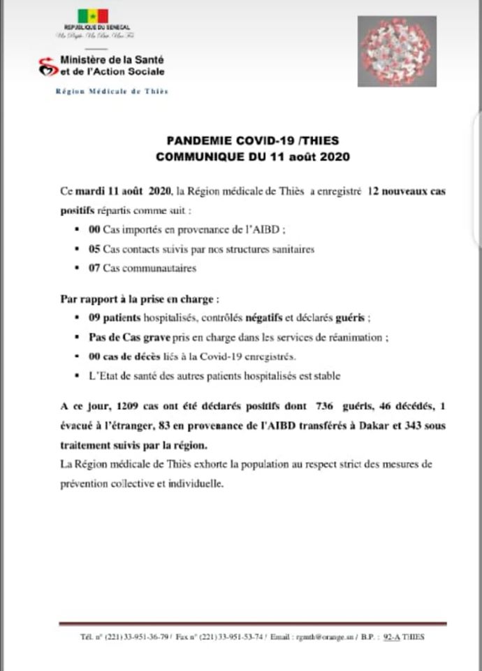 COVID-19 : Thiès a enregistré 46 décès