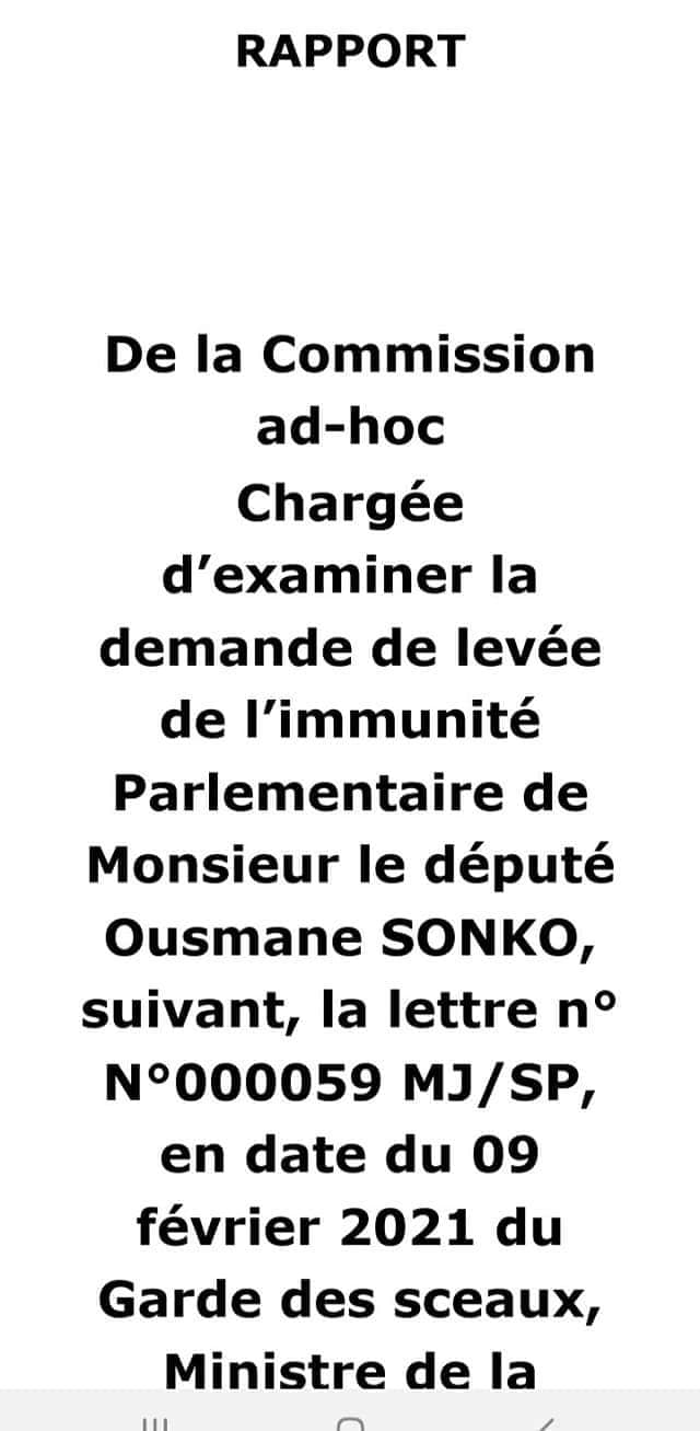 Moustapha Niass a caché le rapport de la Gendarmerie et le certificat médical de Adji Sarr aux députés