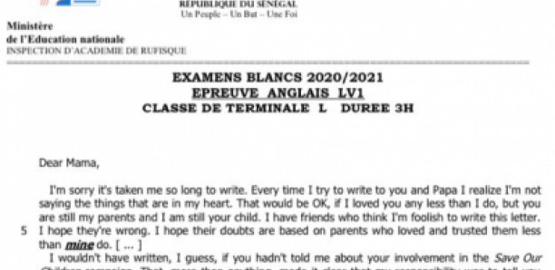 Épreuve d’Anglais sur l’homosexualité: «Des sanctions seront prises contre les responsables pour empêcher... », (MEN) Épreuve d’Anglais sur l’homosexualité: «Des sanctions seront prises contre les responsables pour empêcher... », (MEN)