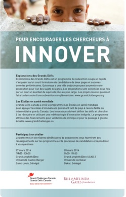 UGB: Atelier Grands Challenges de la Fondation Bill et Melinda GATES, ce jeudi 27 mars 2014 