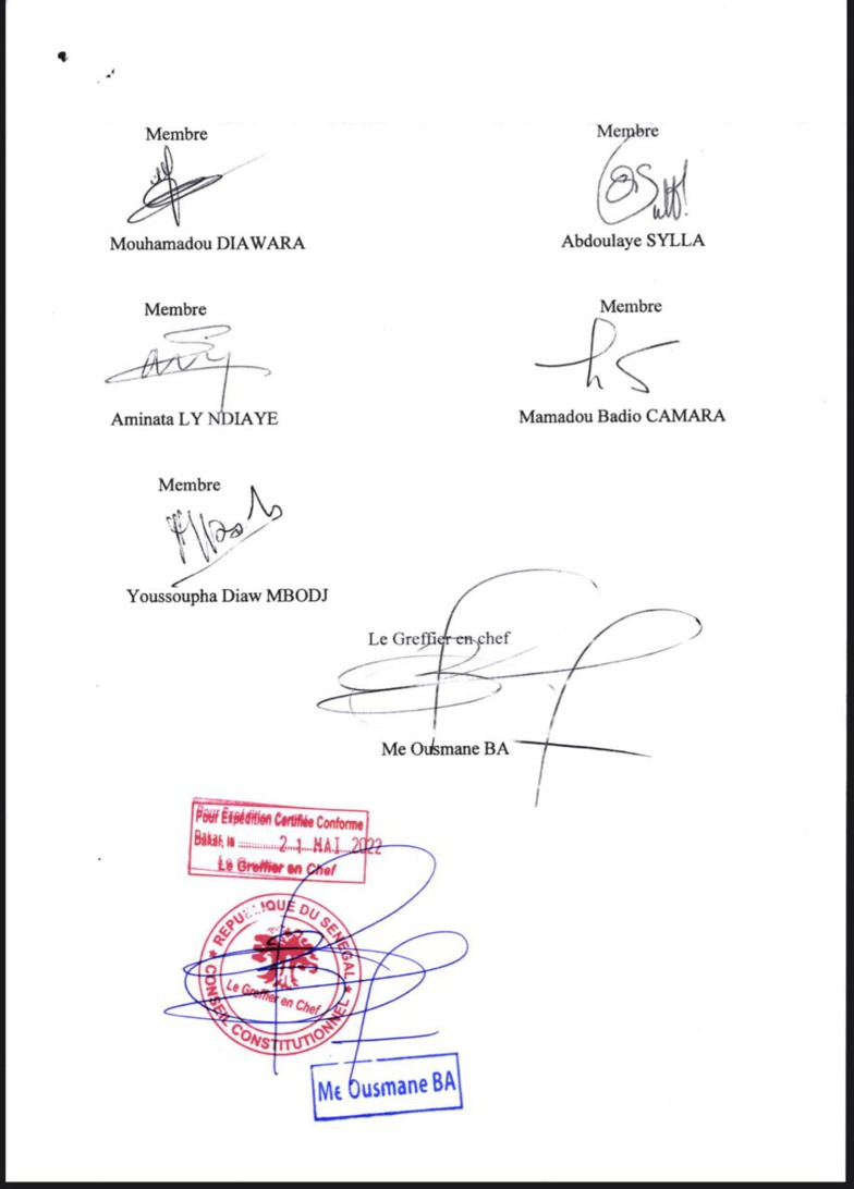 Demande d'invalidation de la liste BBY : le Conseil constitutionnel tranche Demande d'invalidation de la liste BBY : le Conseil constitutionnel tranche