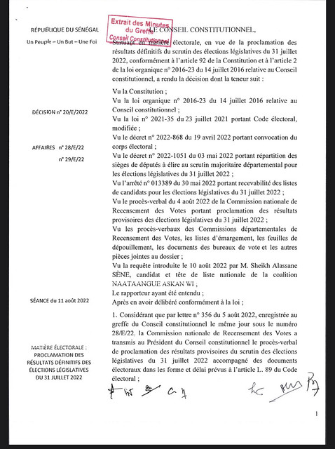 Législatives 2022 : Le Conseil constitutionnel approuve définitivement les résultats de la CNRV