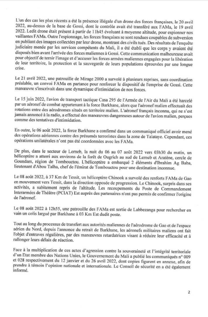 Le Mali accuse la France de renseigner et d'armer des groupes terroristes