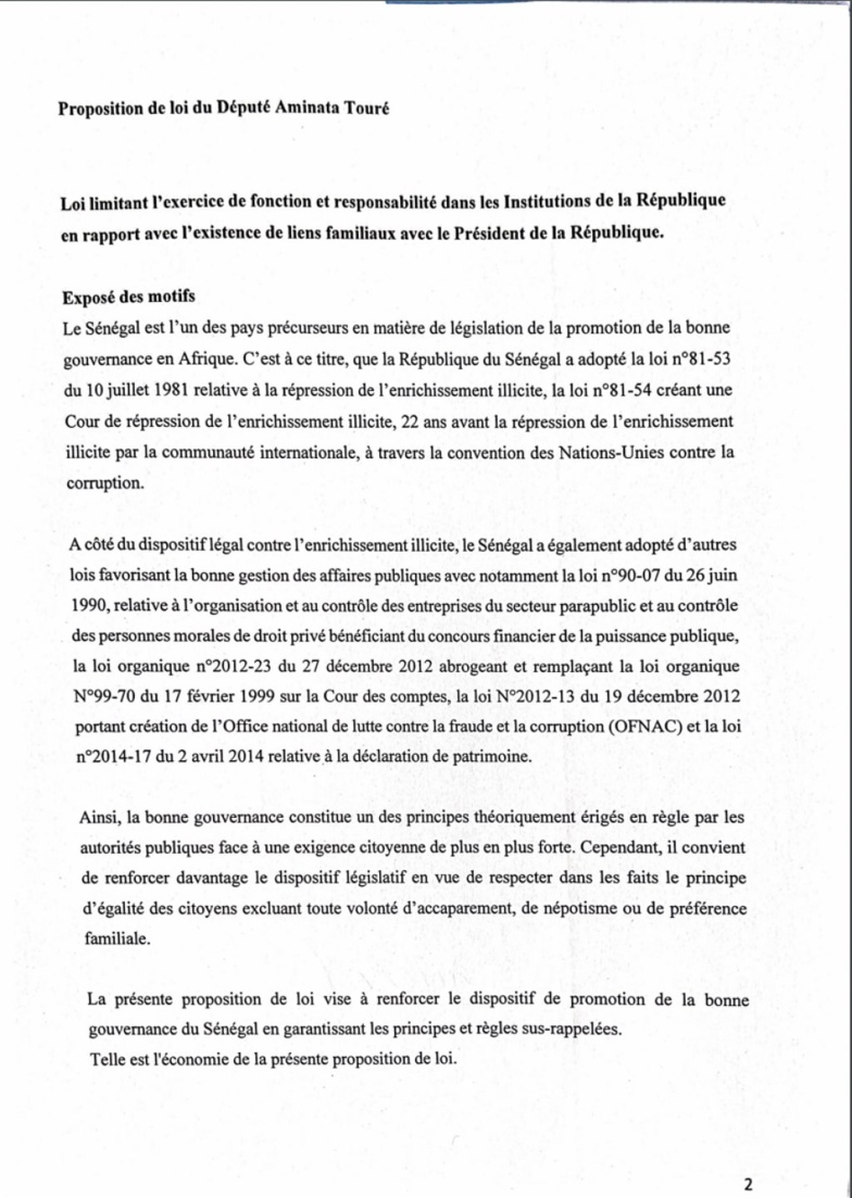 Mimi Touré propose une loi contre le népotisme Mimi Touré propose une loi contre le népotisme