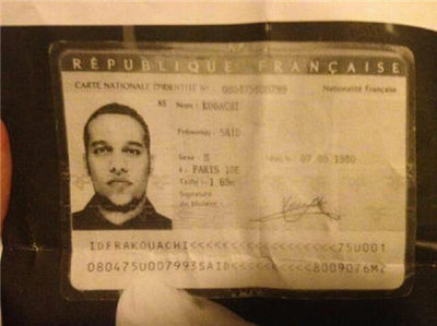 Carte d'identité de Saïd Kouachi, qui aurait été oubliée dans la Citroën C3 utilisée lors de l'attaque de Charlie Hebdo. © DR