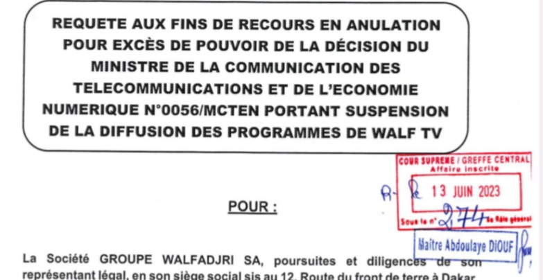 Le Groupe Wal Fadjri traîne l’Etat du Sénégal en Justice Le Groupe Wal Fadjri traîne l’Etat du Sénégal en Justice