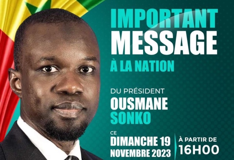 Ousmane Sonko s’adresse aux Sénégalais à 16 heures