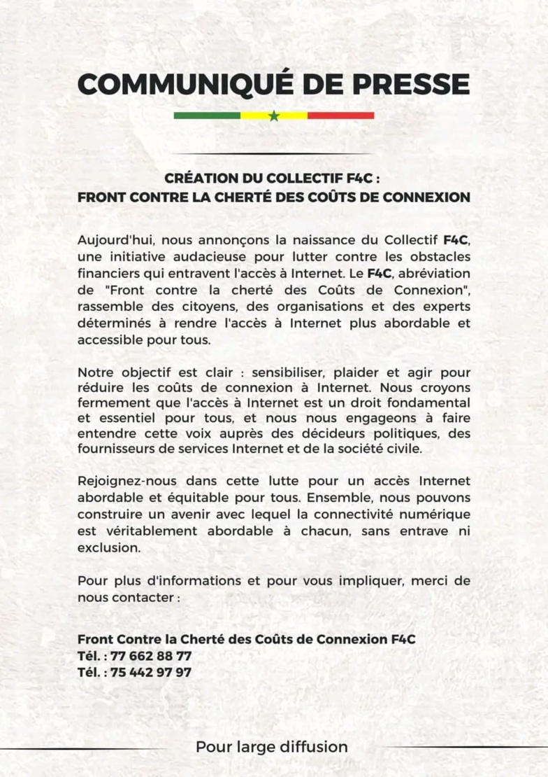 Sénégal : Naissance d'un " Front contre la cherté des Coûts de Connexion " Sénégal : Naissance d'un " Front contre la cherté des Coûts de Connexion "
