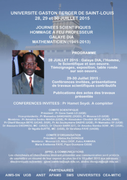 JOURNÉES D'HOMMAGES AU PROFESSEUR GALAYE DIA: du 28 au 30 juillet à l'université Gaston Berger.