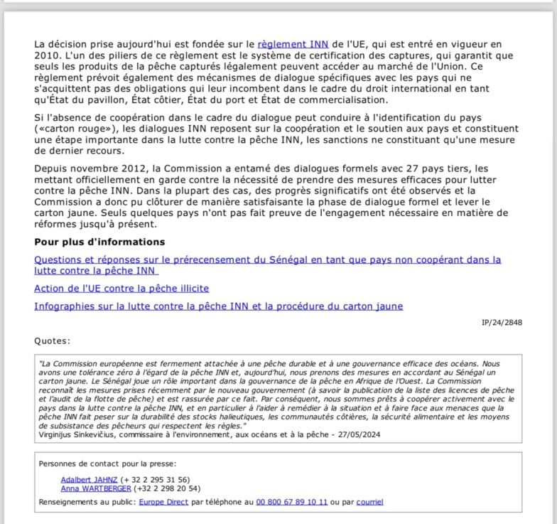 Lutte contre la Pêche illicite : un " carton jaune " adressé au régime de Macky SALL