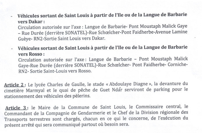 MAGAL DES 2 RAAKA: Voici le nouveau plan de circulation à Saint-Louis (documents) MAGAL DES 2 RAAKA: Voici le nouveau plan de circulation à Saint-Louis (documents)