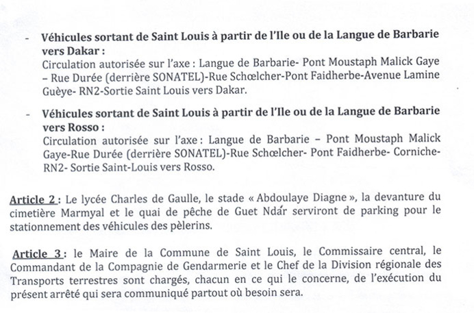 MAGAL DES 2 RAAKA: Voici le nouveau plan de circulation à Saint-Louis (documents)