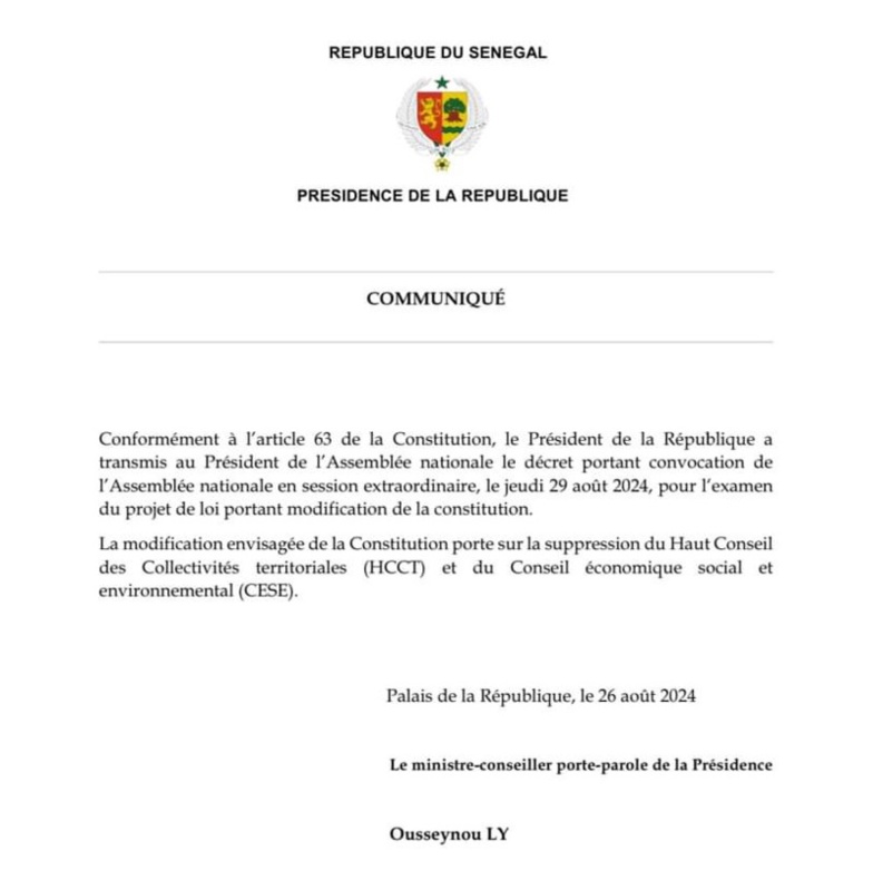 Suppression du HCCT et du CESE : BDF enclenche la machine Suppression du HCCT et du CESE : BDF enclenche la machine