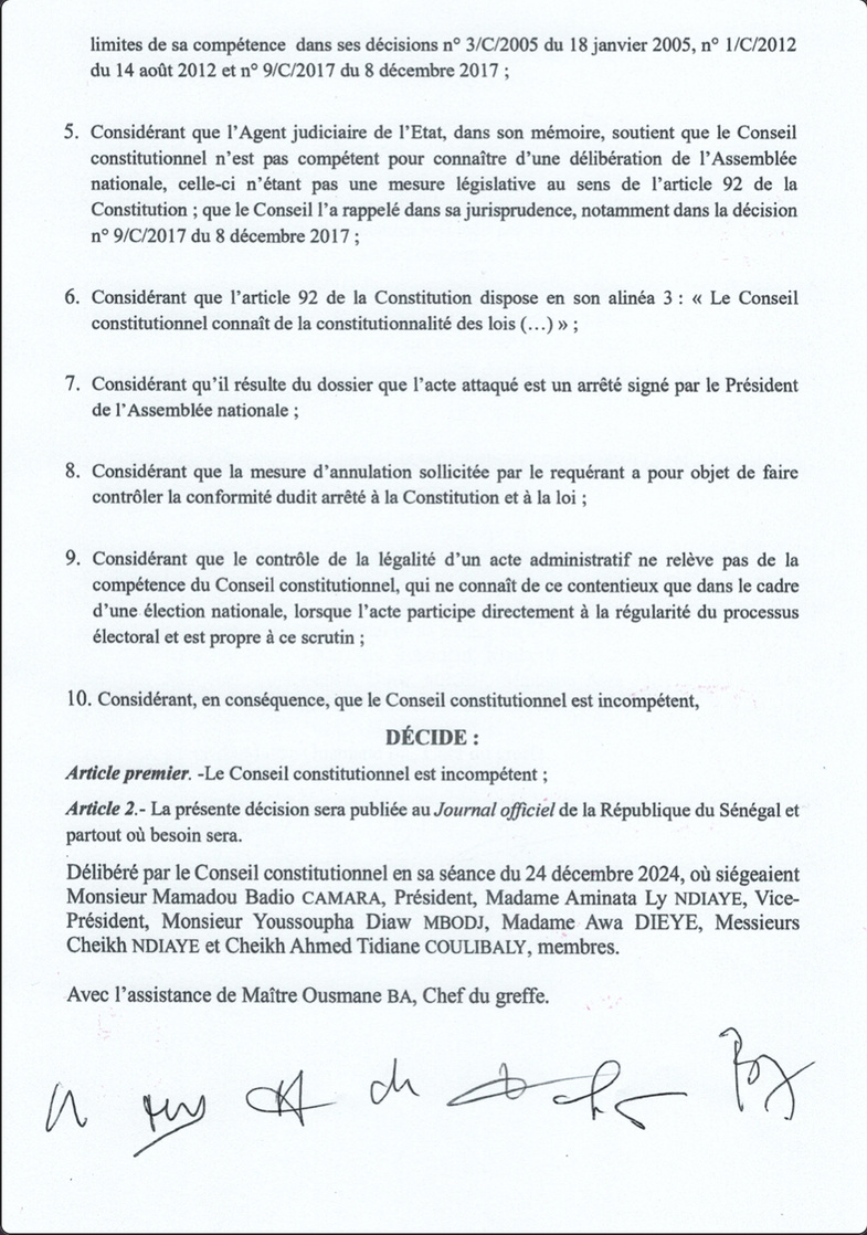 Recours de Barthélémy Dias : Le Conseil Constitutionnel se déclare incompétent Recours de Barthélémy Dias : Le Conseil Constitutionnel se déclare incompétent