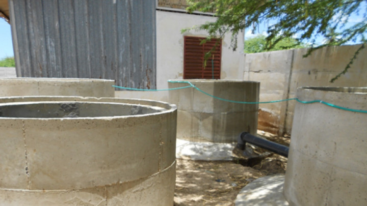 Les biodigesteurs de l’abattoir de Saint-Louis, au moment de leur construction.