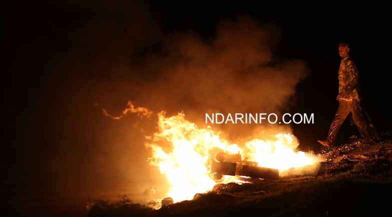 Saint-Louis : Une moto « Jakarta » dérape et prend feu sur les berges Saint-Louis : Une moto « Jakarta » dérape et prend feu sur les berges