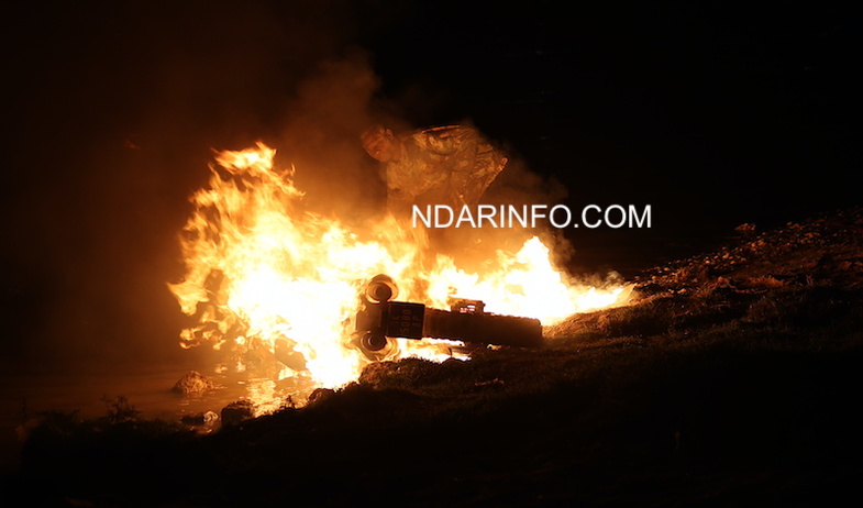 Saint-Louis : Une moto « Jakarta » dérape et prend feu sur les berges Saint-Louis : Une moto « Jakarta » dérape et prend feu sur les berges