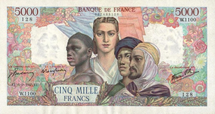 Billet de 5000 francs (1945). Billet de 5000 francs (1945).