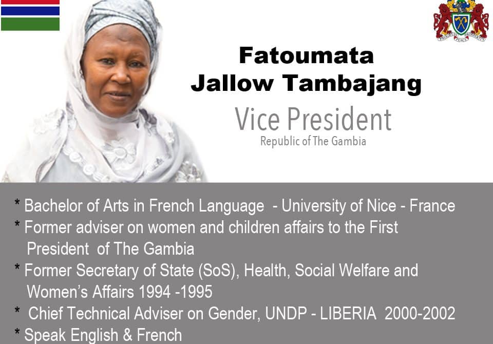 Adama Barrow nomme sa vice-présidente