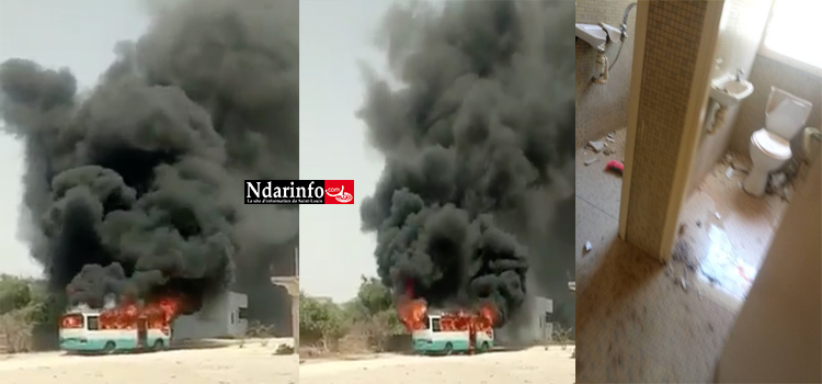 Direct - UGB : Un bus incendié et la plaque de l'OLAC incendiés, la maison de Mary Teuw NIANE saccagée