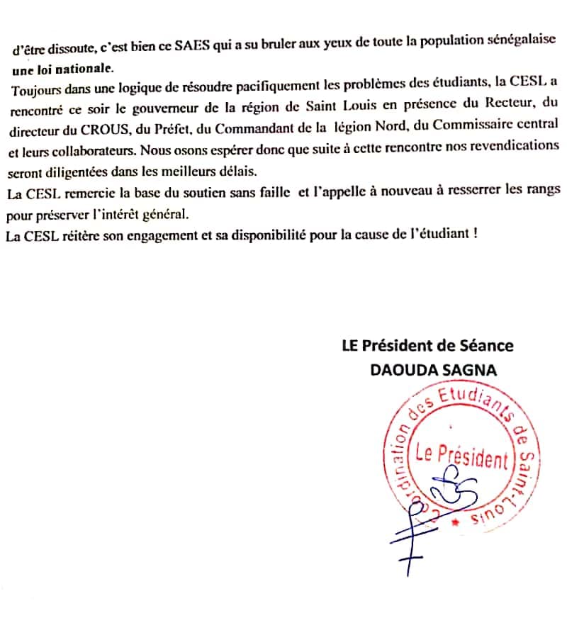 UGB : la CESL explique pourquoi elle a versé de l'eau usée dans le bureau du Recteur