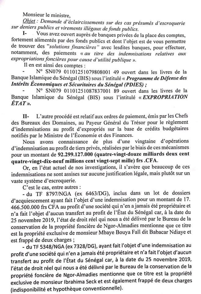 QUESTIONS ÉCRITES AU GOUVERNEMENT : Sonko ne lâche rien