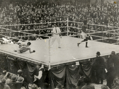 Affiche De Boxe Plastifiée – Battling Geo Vs Gorges Carpentier – Film – NEUVE