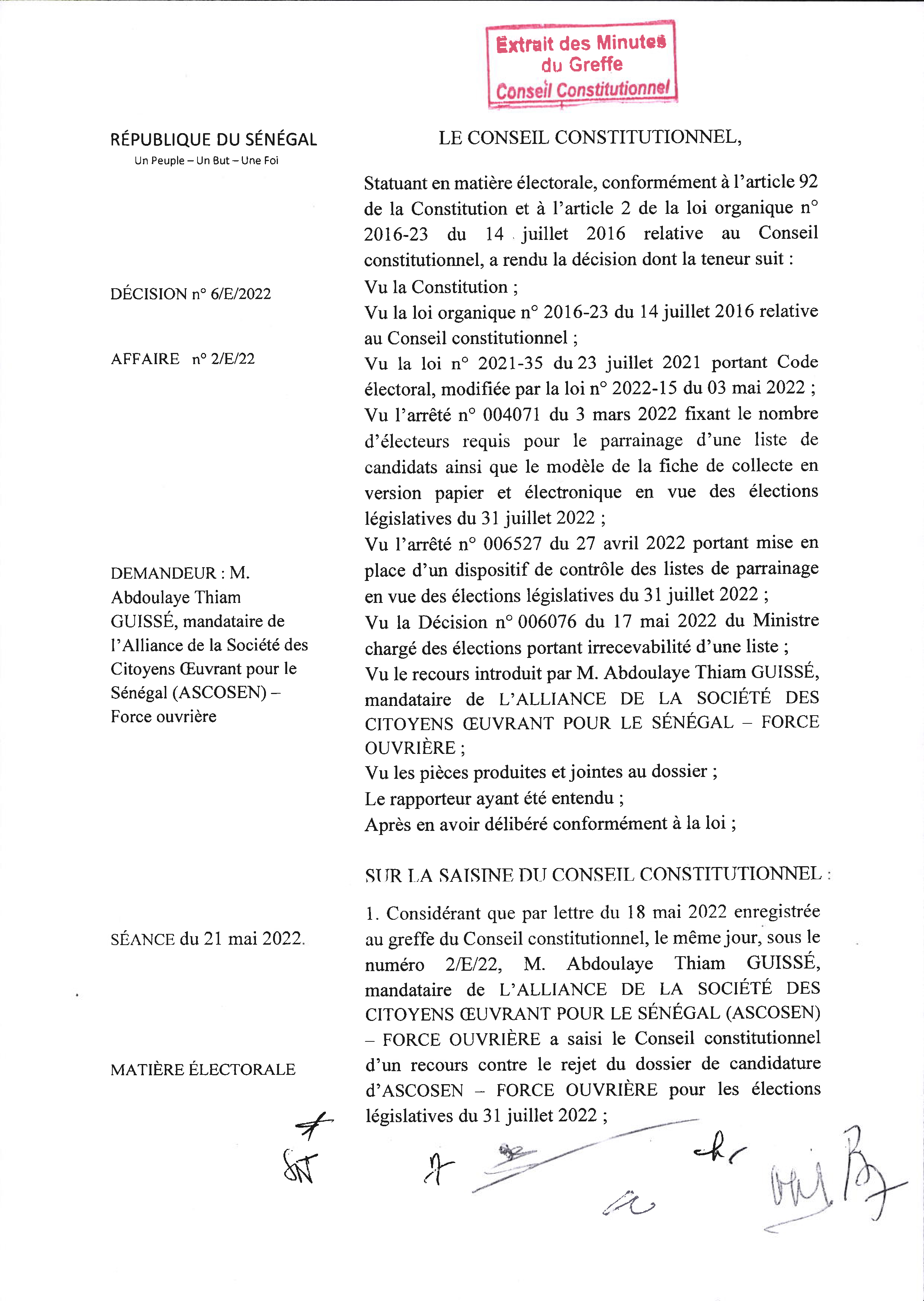  Le Conseil constitutionnel donne raison à Yewwi Askan Wi