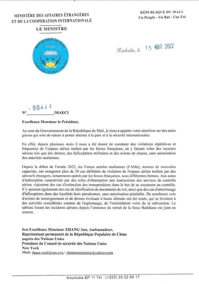 Le Mali accuse la France de renseigner et d'armer des groupes terroristes