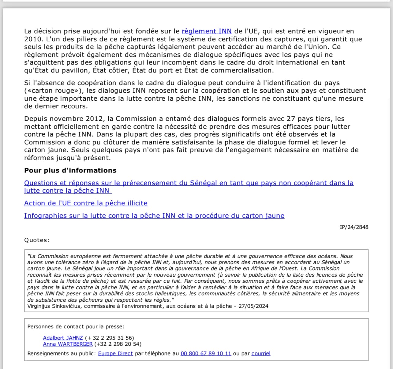 Lutte contre la Pêche illicite : un " carton jaune " adressé au régime de Macky SALL