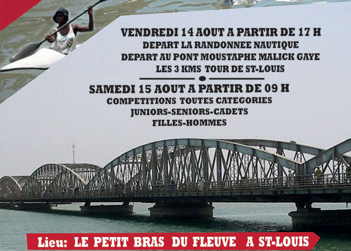 Canoë Kayak: la 3eme édition du Trophée du Premier ministre se déroulera à Saint-Louis,  du 14 au 15 Aout 2015.