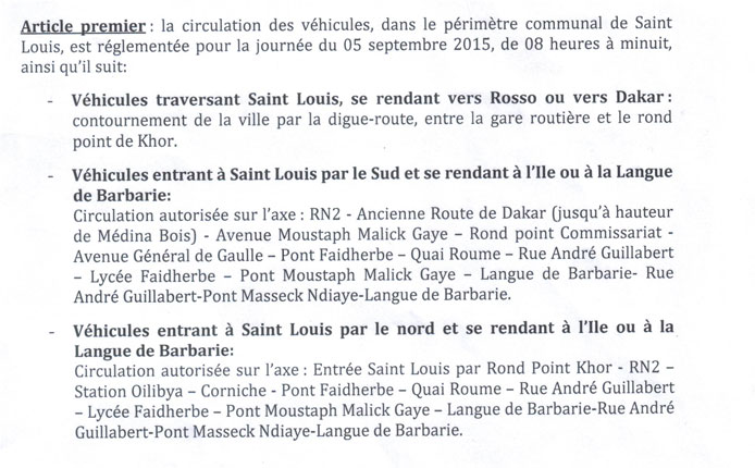 MAGAL DES 2 RAAKA: Voici le nouveau plan de circulation à Saint-Louis (documents)