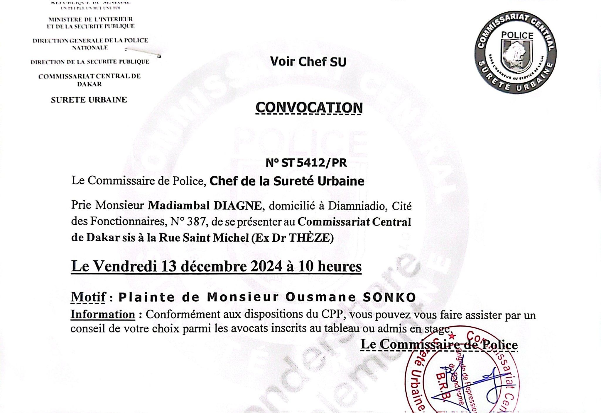Plainte d’Ousmane Sonko : Madiambal convoqué à sûreté urbaine ce vendredi
