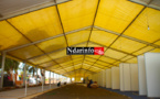 SAINT-LOUIS JAZZ 2015 innove: le podium délocalisé, la foire internationale renforcée, en cours d’installation sur la Place Faidherbe.