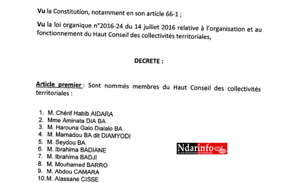 HCCT: la liste des membres nommés par le Président Macky SALL