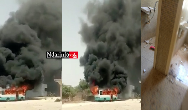 Direct - UGB : Un bus incendié et la plaque de l'OLAC incendiés, la maison de Mary Teuw NIANE saccagée