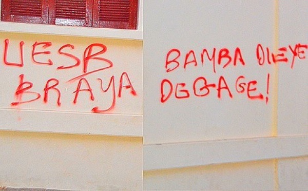 Saint-Louis - Des tags signés ''UESB BRAYA'', ''Bamba Dièye dégage'' sur les murs de la Commune : Une plainte sera déposée auprès du Procureur.