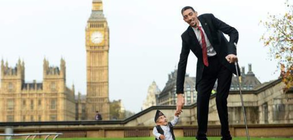 L'homme le plus grand du monde et l'homme le plus petit se sont rencontrés