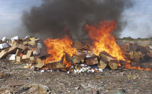 Saint-Louis : la douane incinère 384 millions de francs de marchandises illicites